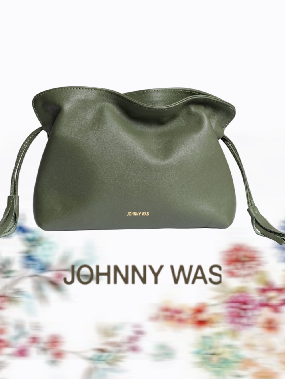 NWT Johnny Was Cinch Pouch Italian Leather Crossbody Bag Loden Green